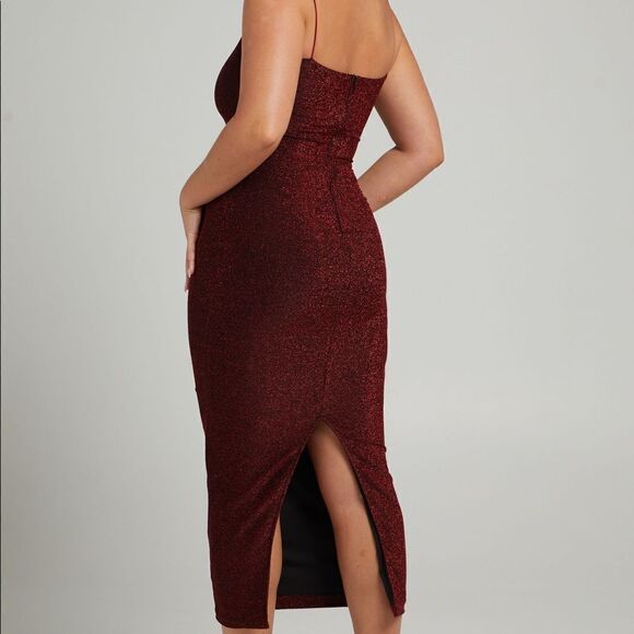 Showpo Wine Sparkly Dress - Picture 3 of 4
